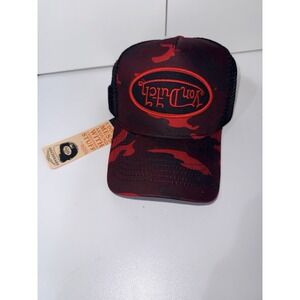 Von Dutch Camo Trucker Hat in the Red Rambo colorway One Size Fits Most NWT